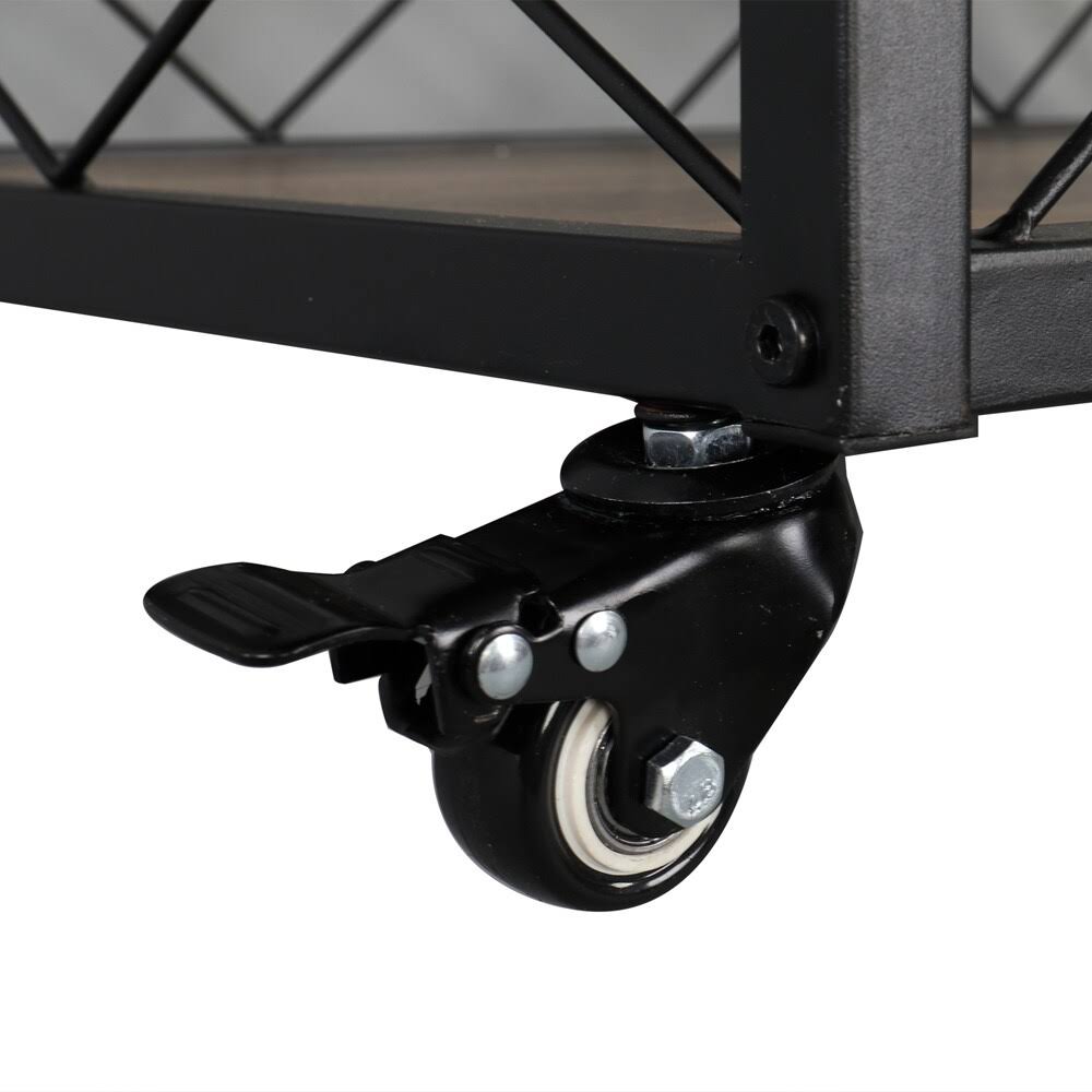Brown & Black Wood Metal Bar Serving Cart T616623