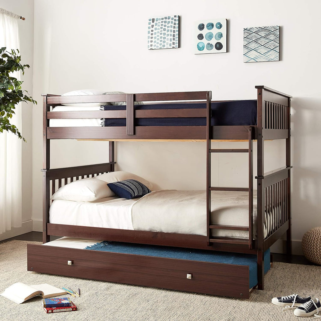Dark Cappuccino Full/Full/Twin Bunk Bed with Trundle B94315