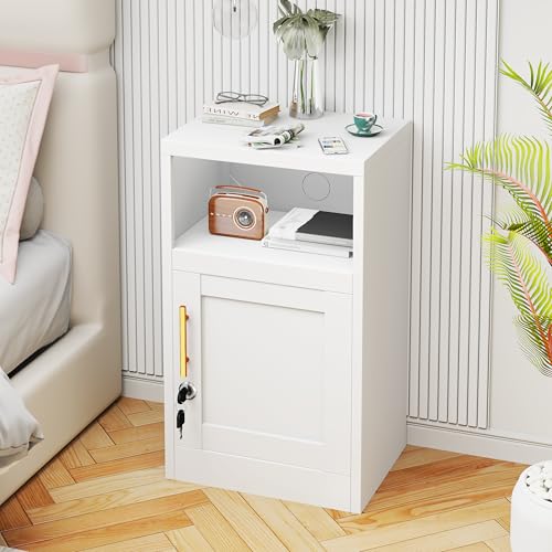 Black Metal NightStand Storage Cabinet with 1 Doors F466495