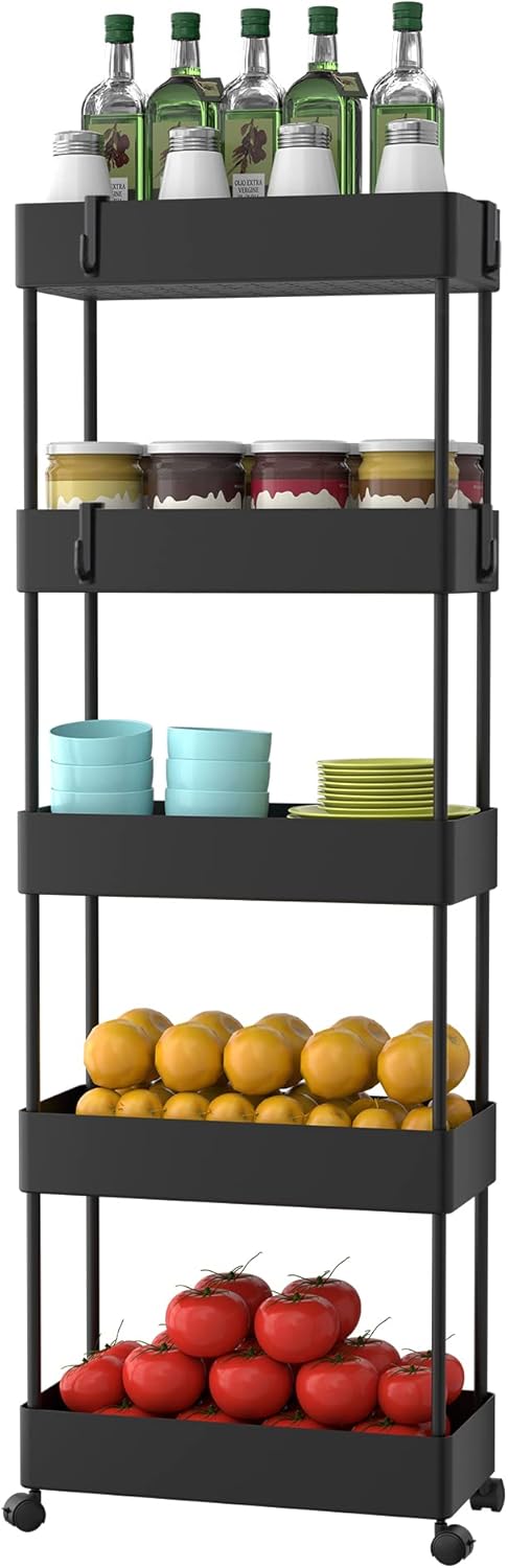 5 Tier Rolling Storage Cart with Wheels H56675