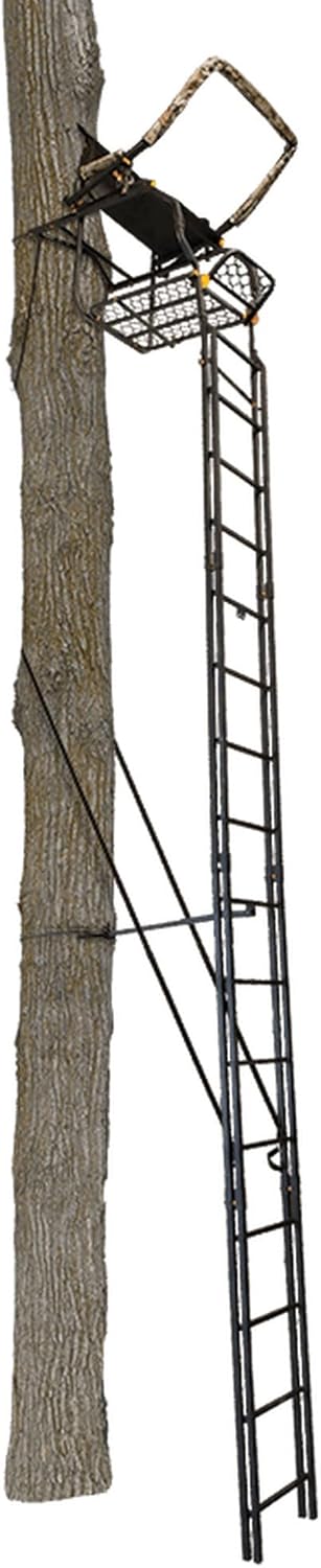 Black 20-Foot Tall 1 Person Hunting Ladder Tree Stand with Shooting Rail and Flex-Tek Seat (2 Pack) P197326