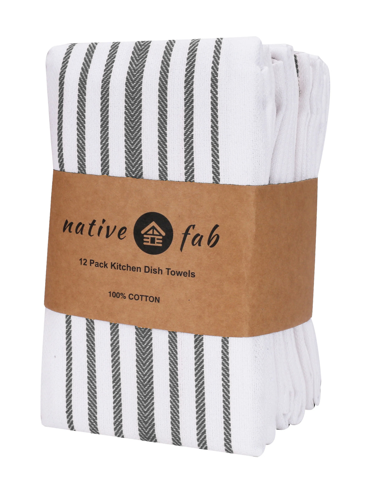 Gray Cotton Kitchen Towel Set of 12 G7734