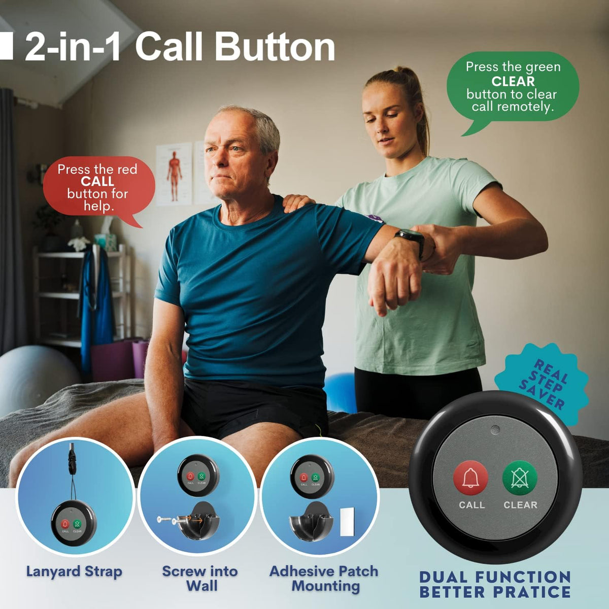 Wireless Call System with 5 Dual Function Call Buttons and 1 Central Monitoring Unit I33602
