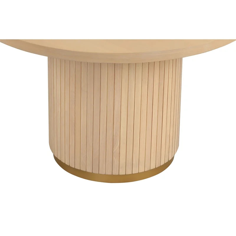 Light Brown Oak Wood Pedestal Dining Table F5863
