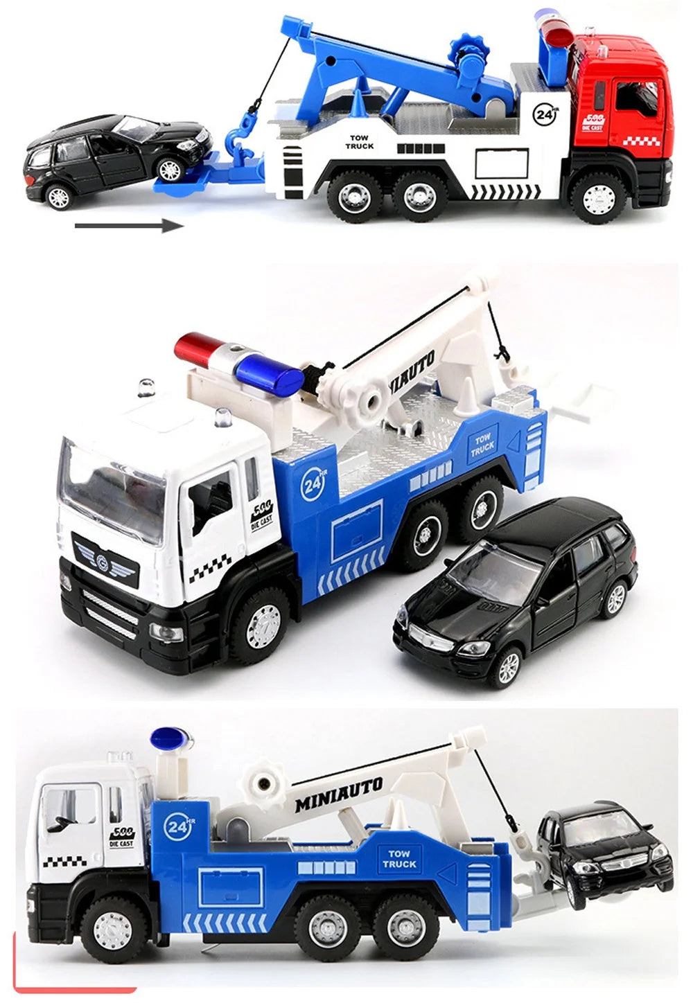 Pull Back Toy Tow Truck with Lights and Sound Y47976