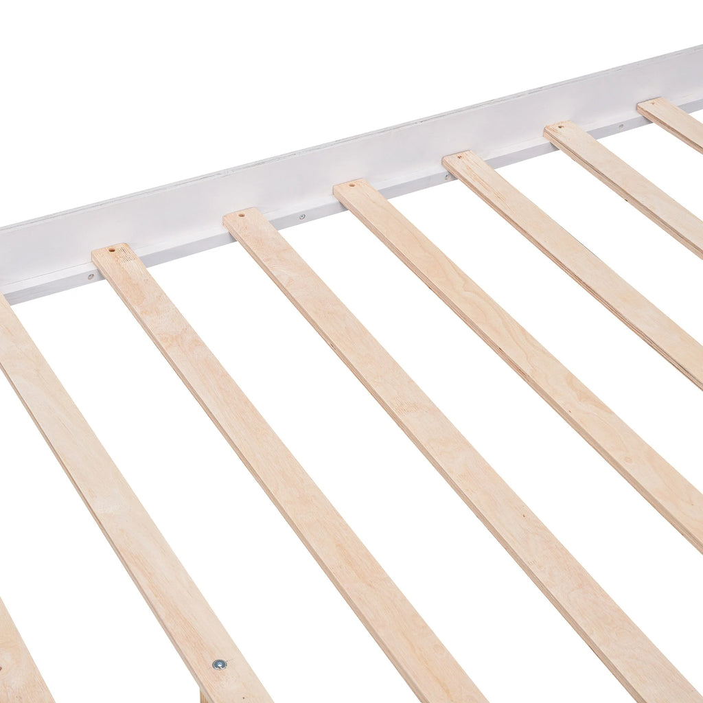 White Queen Size Platform Bed Frame with Storage P7867