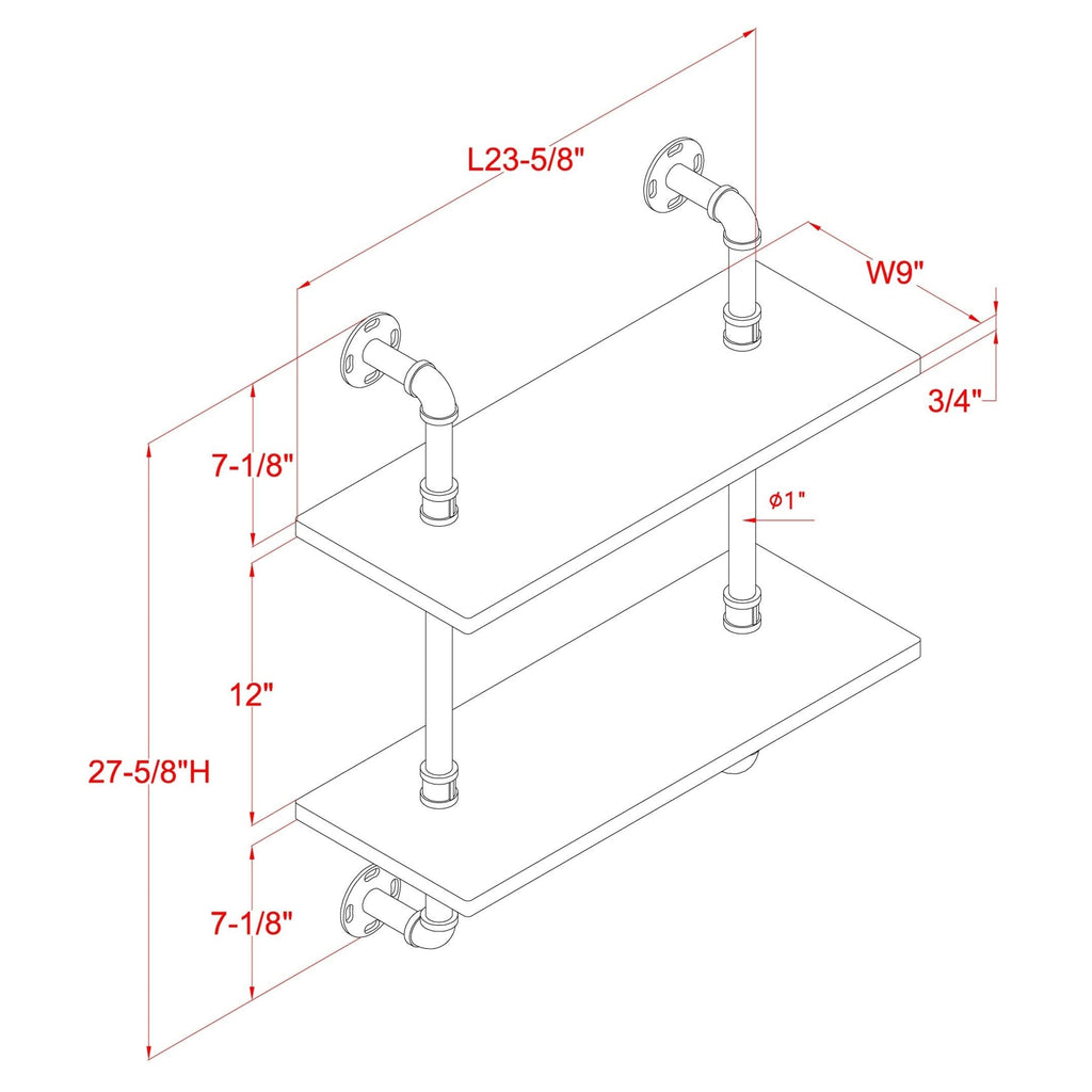 2-Tier Floating Ladder Wall Shelf B593