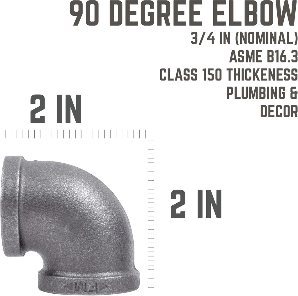 1/2 in. Black Malleable Iron 90 Degree Elbow, 10 Pack E1777