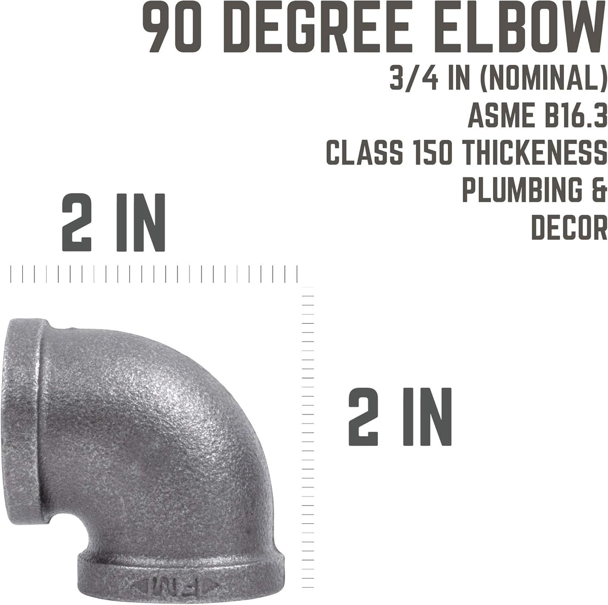 1/2 in. Black Malleable Iron 90 Degree Elbow, 10 Pack E1777
