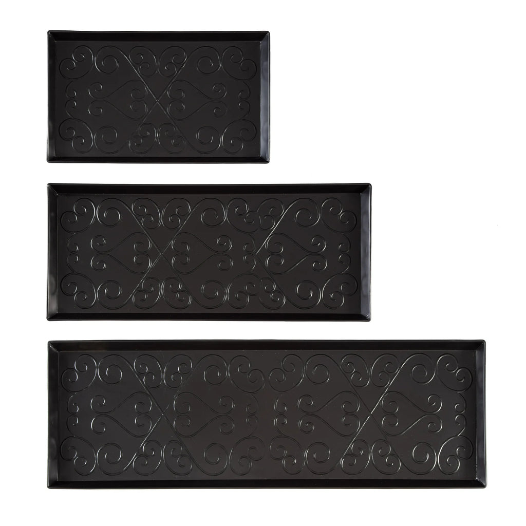 Black Metal Boot Tray with Coir Insert Q6414