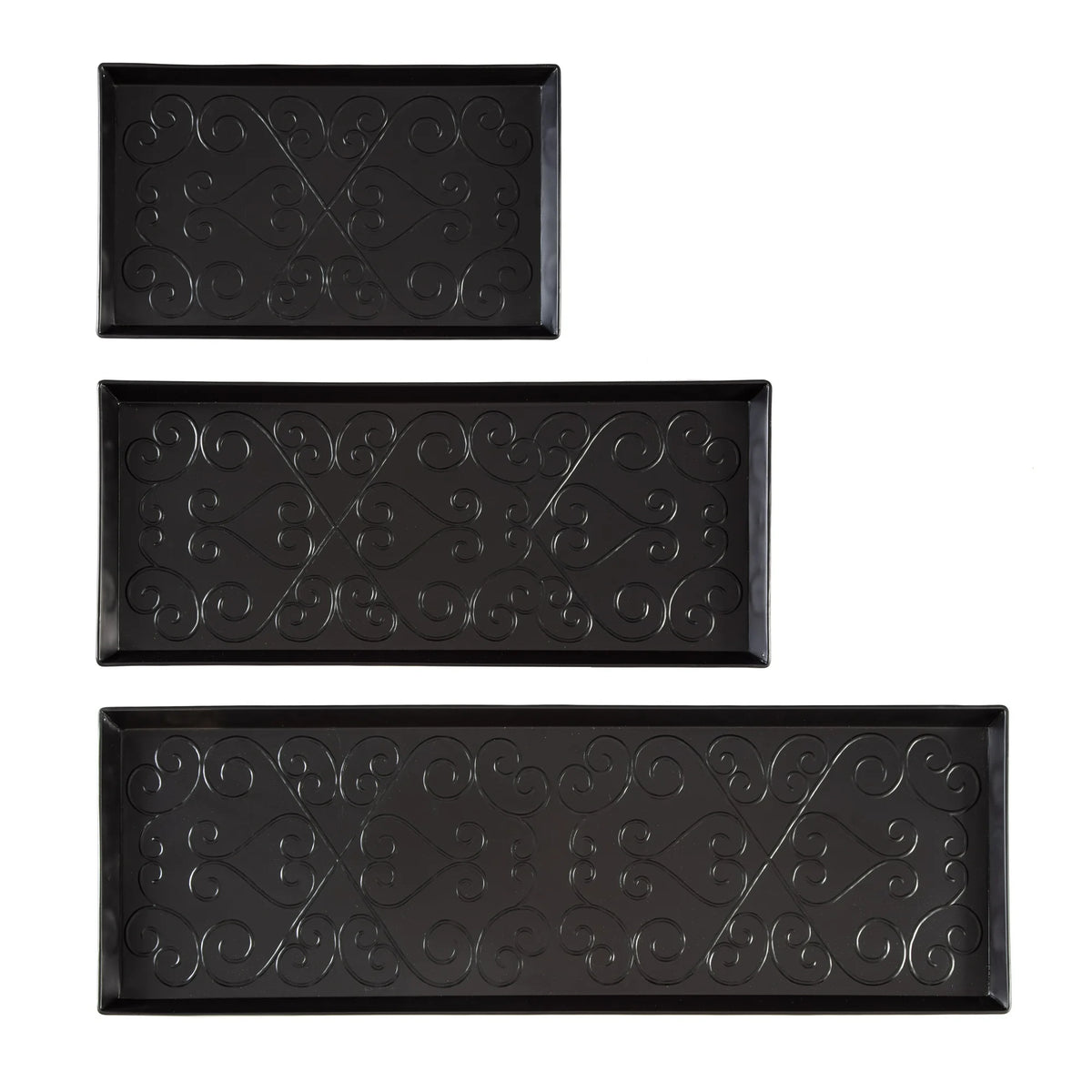 Black Metal Boot Tray with Coir Insert Q6414