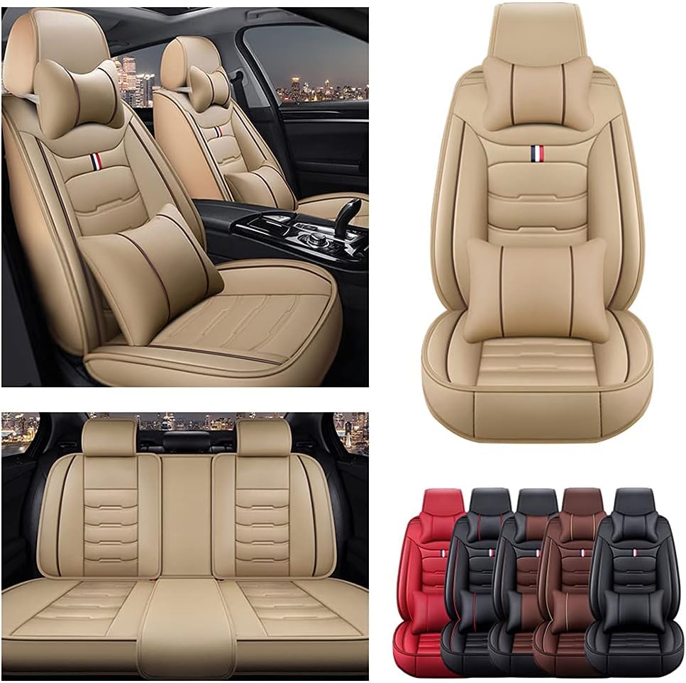 Brown Car Seat Covers with Headrest Backrest Cushions K39931