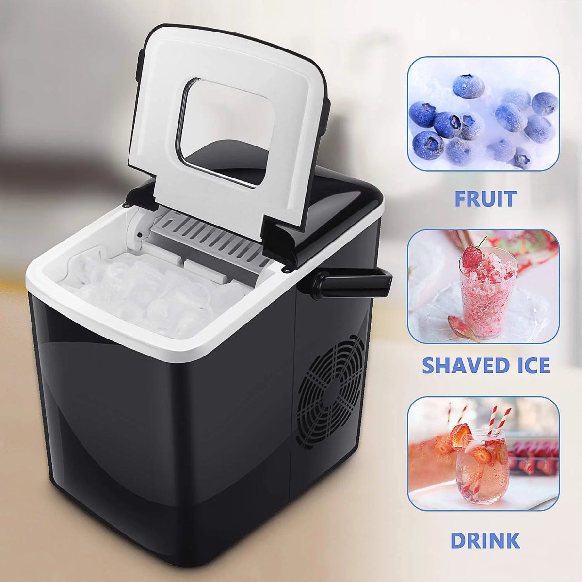 Portable Countertop Ice Maker with 2 Ice Cube Sizes C493