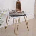 White Gold Gloss Wood Top Table J509
