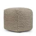 Ivory Wool Square Pouf Ottoman L672