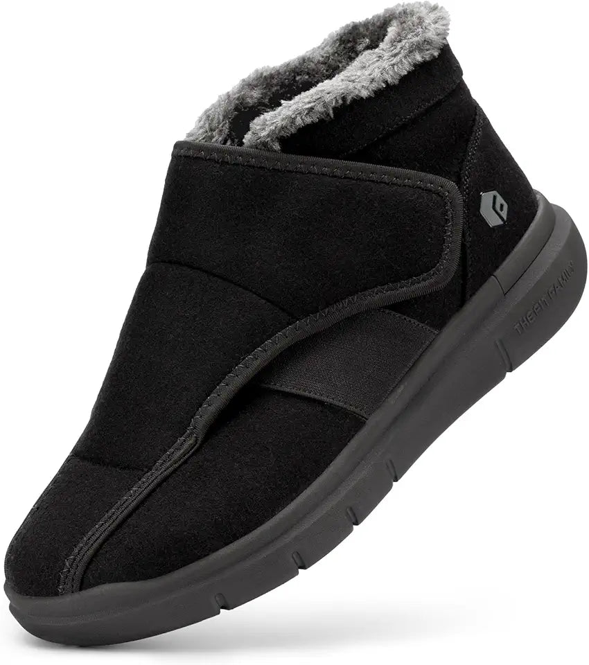 Extra Wide Width Slip-on Winter Slipper Boots with Adjustable Closures W69749