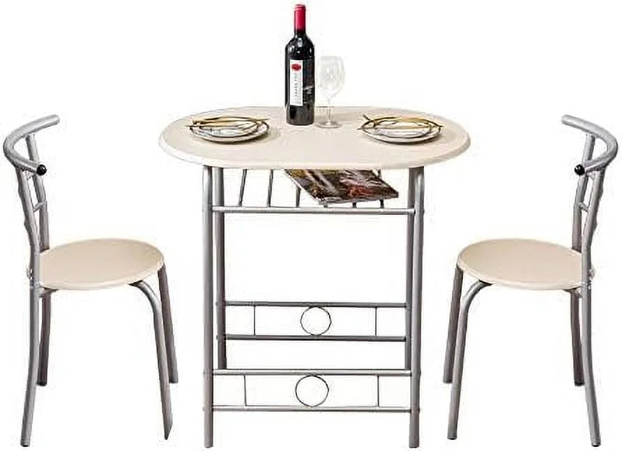 Black Space Saving Dining Table Set with 2 Chairs I206
