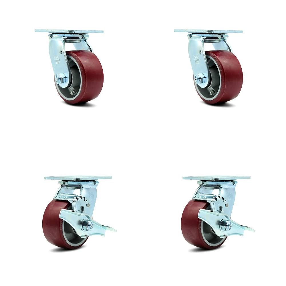 4x22 x 2x22 Poly on Aluminum Swivel Caster Set of 4 P75015