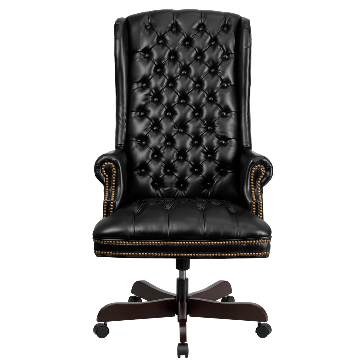 Black Tufted LeatherSoft Ergonomic Office Chair with Arms E24248