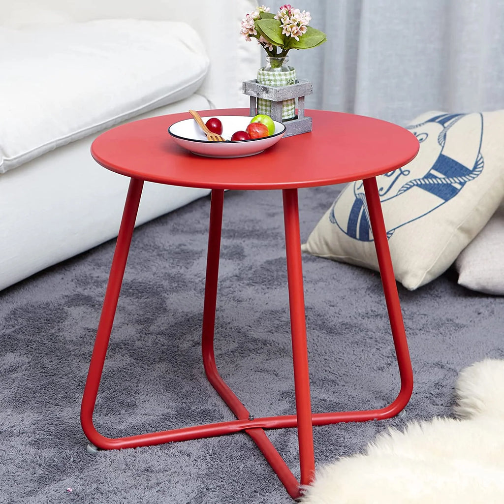 Steel Outdoor Side Table Red O657