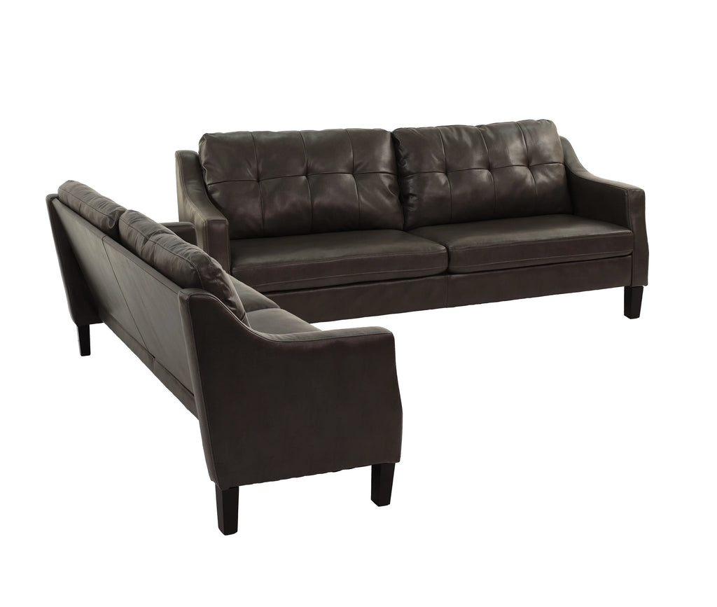 Black Faux Leather 2pc Sofa Set U55790