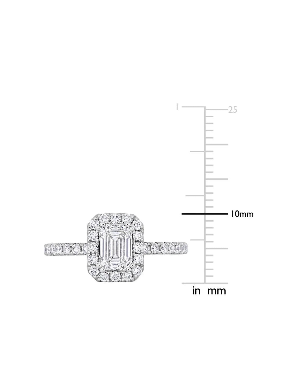 14k White Gold Diamond Emerald-Cut Halo Engagement Ring L914041