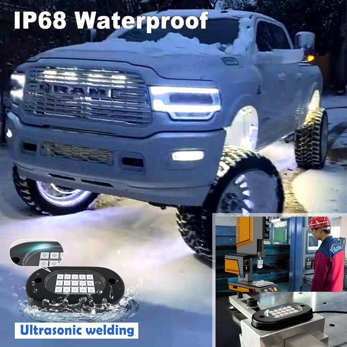 8 Pods RGB LED Rock Lights with APP Remote Control Music Mode Waterproof IP68 A806522
