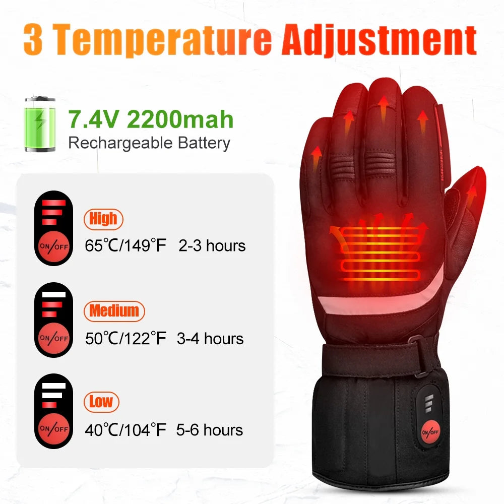 Rechargable Heated Motorcycle Gloves (Black) K8234