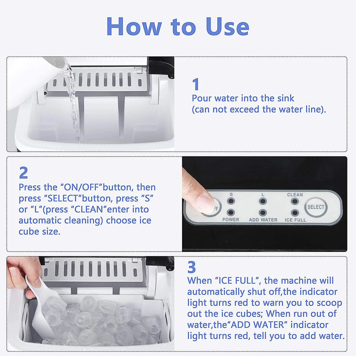 Portable Countertop Ice Maker with 2 Ice Cube Sizes C493