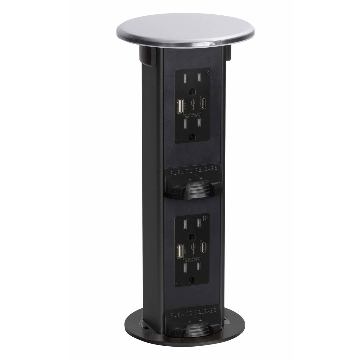 Pop-Up Countertop Box Double 15 Amp Duplex Power 2 USB Receptacles Stainless Steel C99624