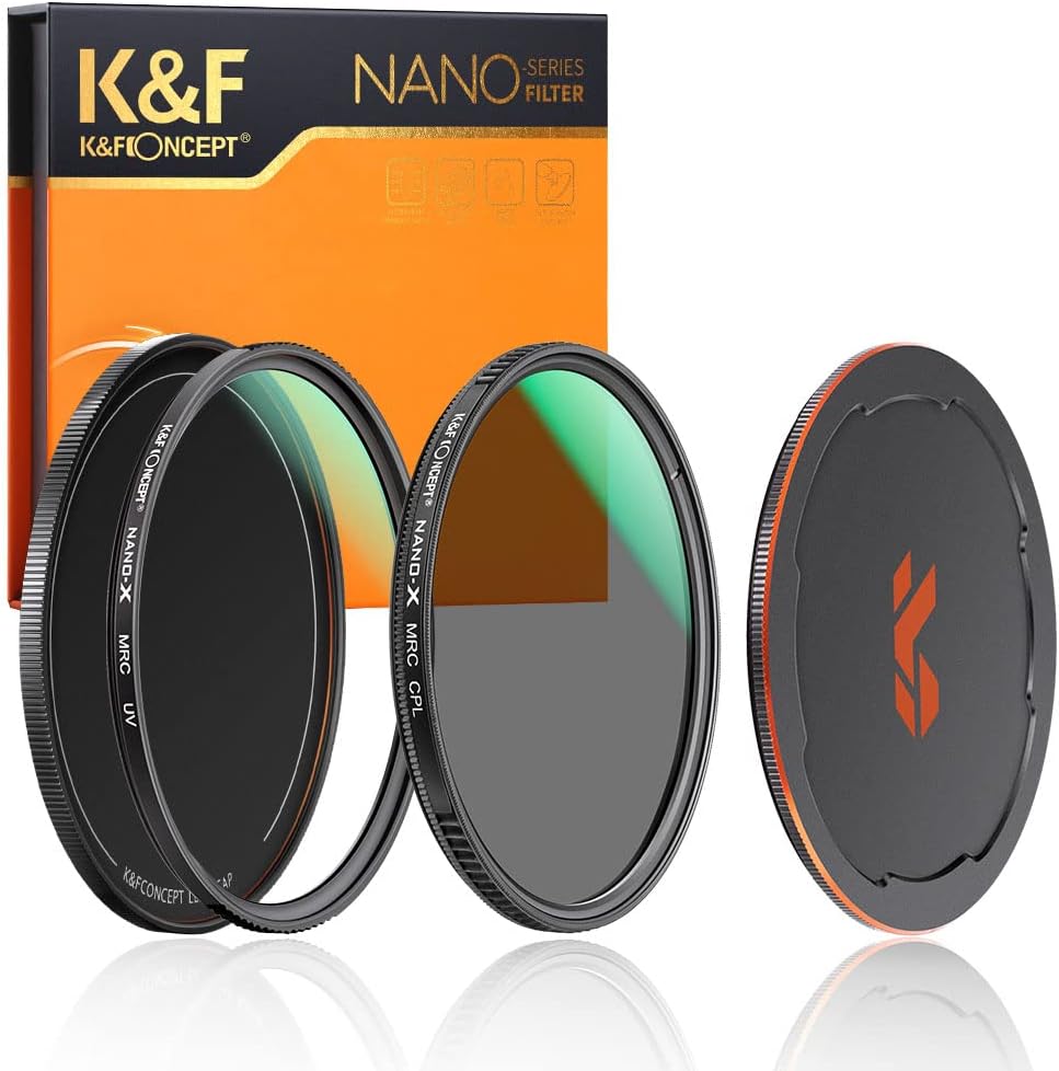 77mm Circular Polarizer & MC UV Filter Kit (2 pcs) with Lens Cap, Multi-Layer Coatings M47855