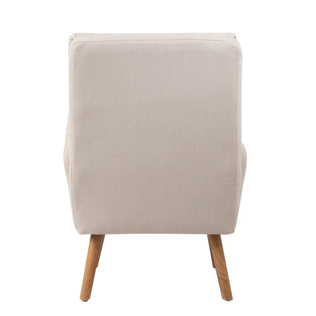 Beige Fabric Accent Chair with Ottoman V483
