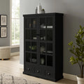 Black Storage Cabinet with Tempered Glass Doors and Triple Drawers O73612