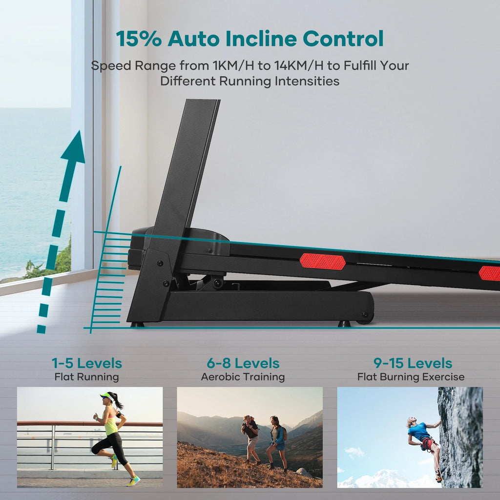 17 Wide Electric Folding Treadmill with Auto Incline N1709