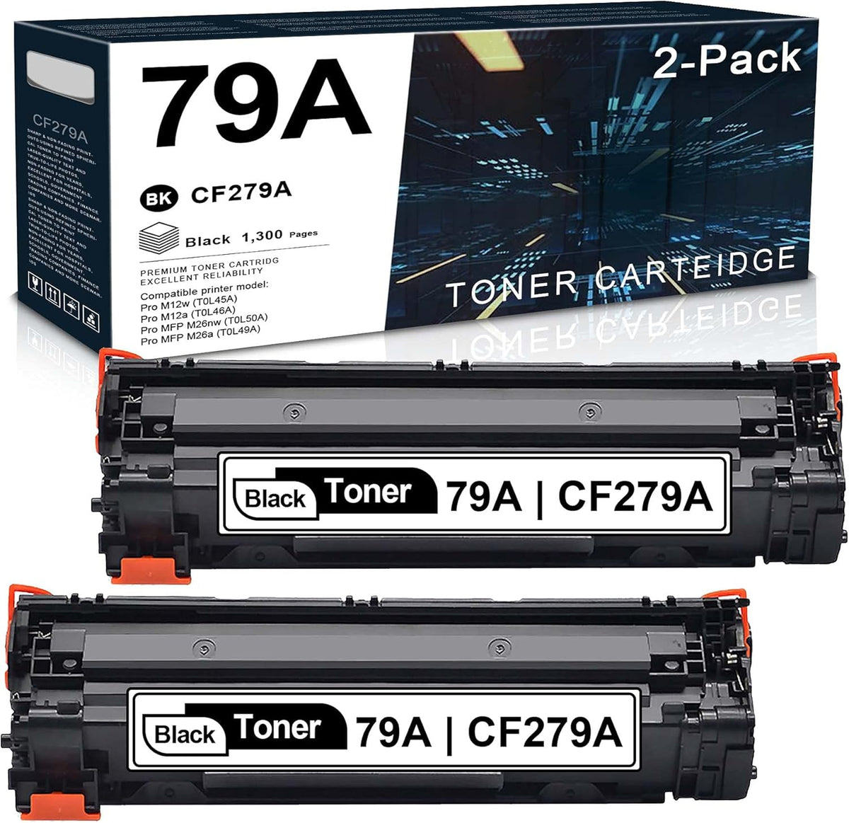 2-Pack Black Toner Cartridge for HP CF279A Printer B4863