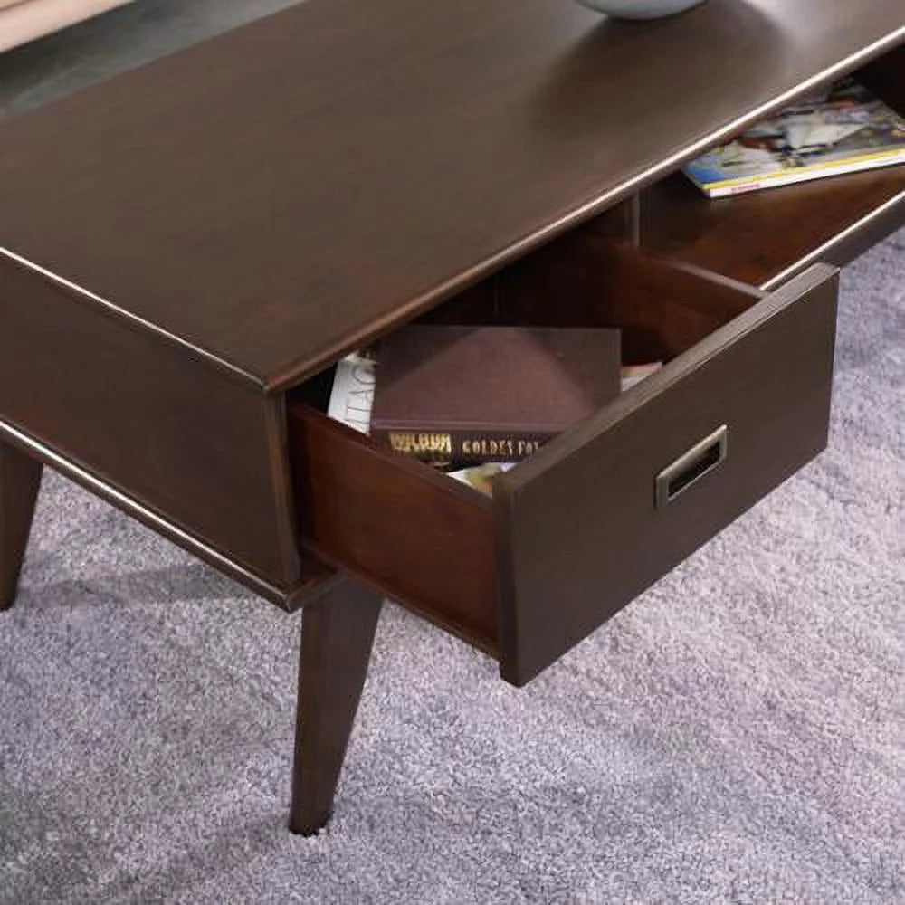 Solid Hardwood 48 Inch Wide Rectangle Mid Century Modern Coffee Table Z648722