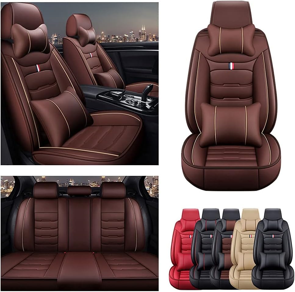 Brown Car Seat Covers with Headrest Backrest Cushions K39931