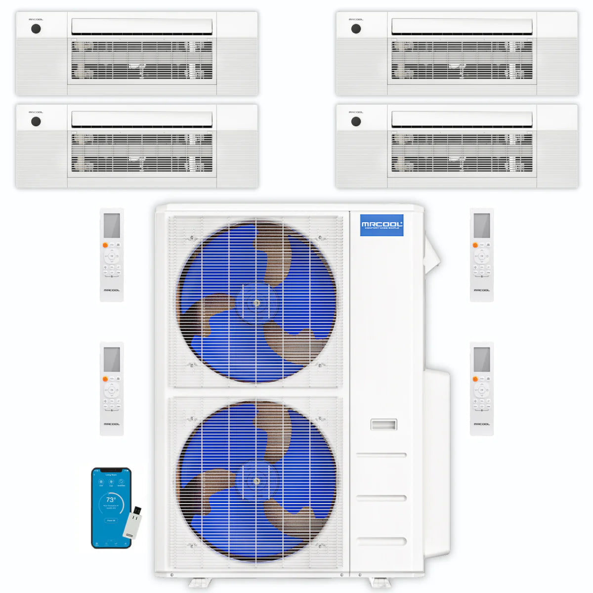 45,000 BTU 4 Zone Ceiling Cassette Ductless Air Conditioner and Heat Pump H38291
