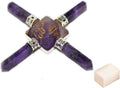 4 Points Amethyst Pyramid with Selenite Cube Z6256