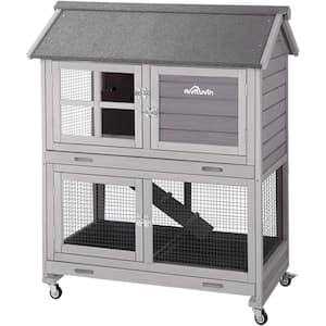 Wooden Rabbit Hutch with Folding Design J795