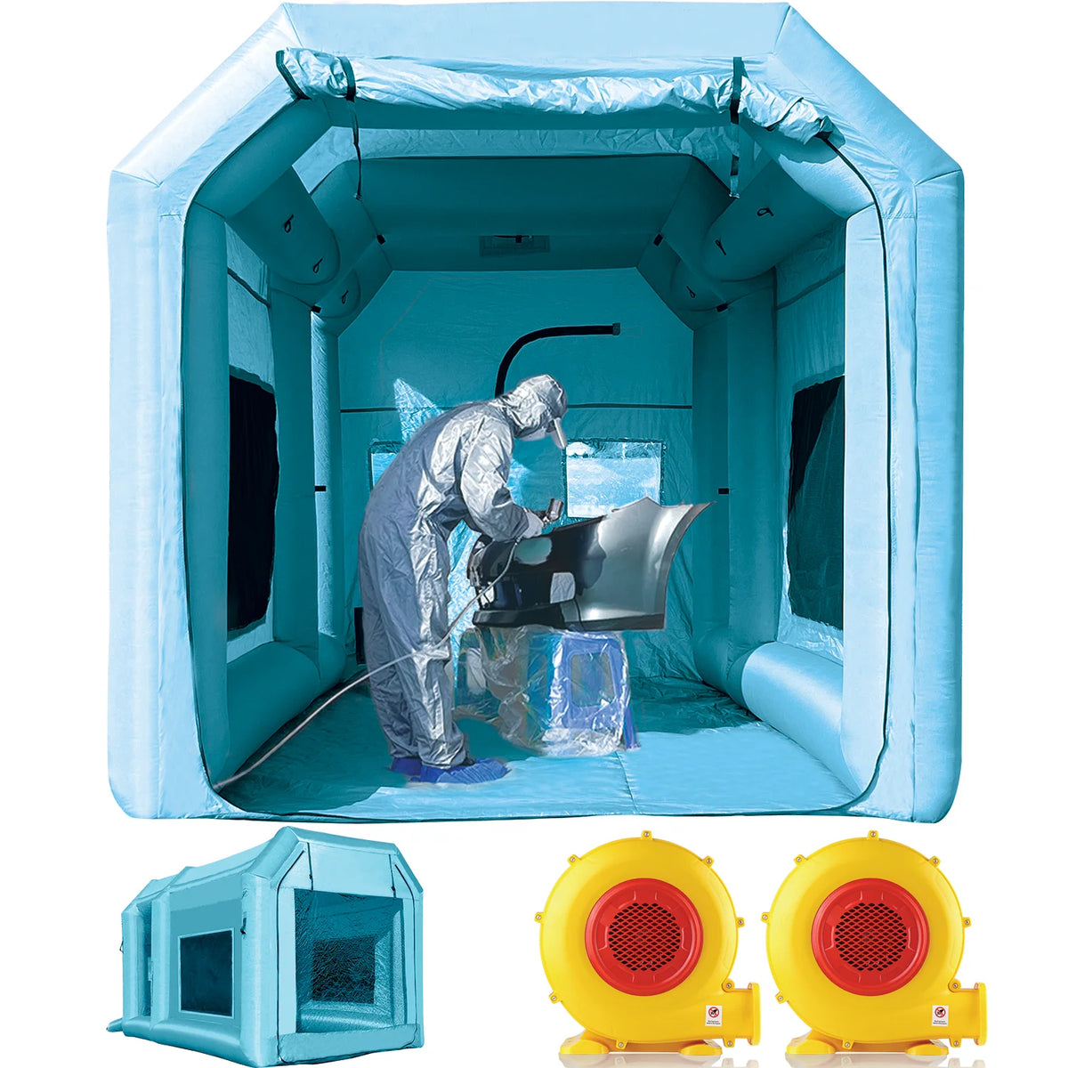 13X8.2X8.2Ft Portable Inflatable Paint Booth Tent with Two Blower J76771