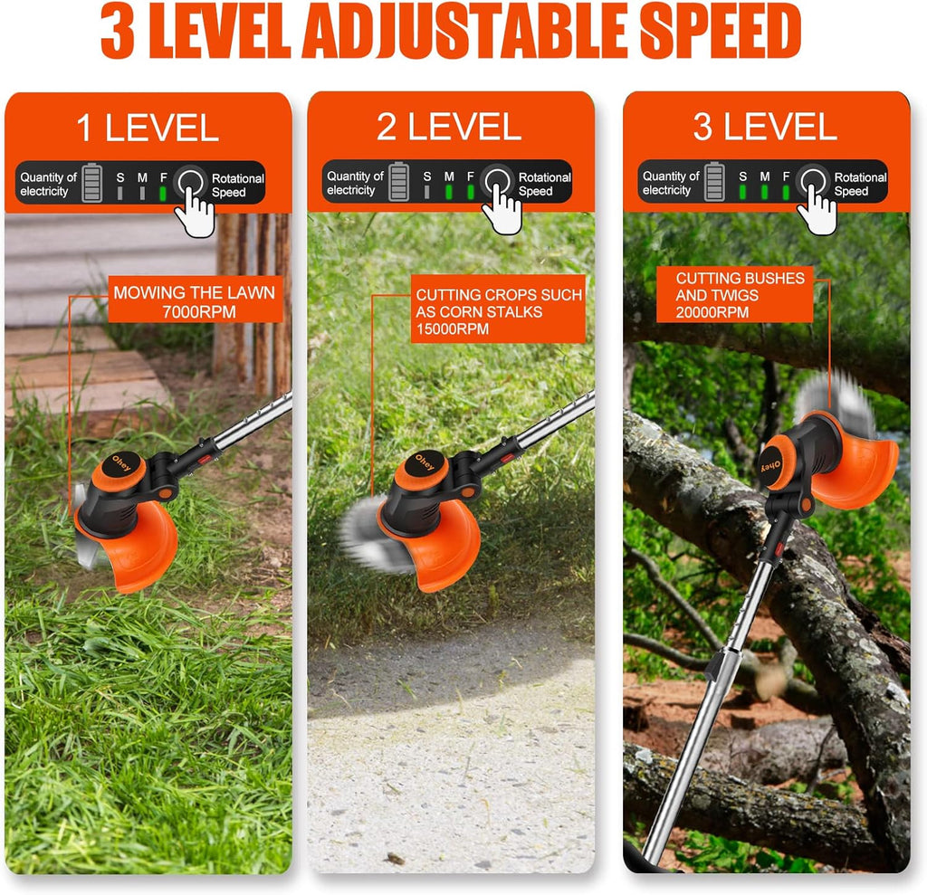 Cordless Electric Weed Trimmer with Power Display O518