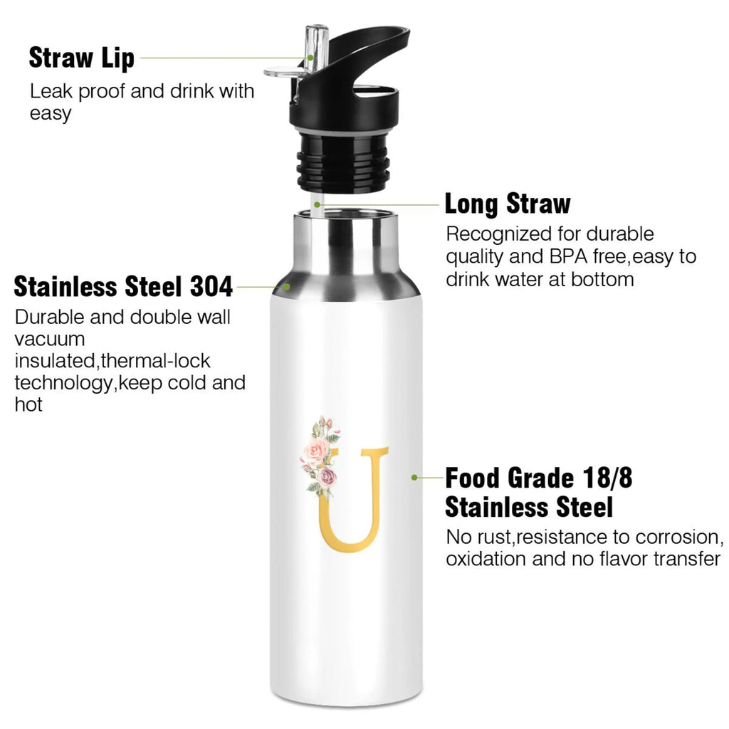 Stainless Steel Insulated Water Bottle with Straw Lid H55349