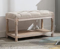 Gray Tufted Wood Entryway Bench Z48669