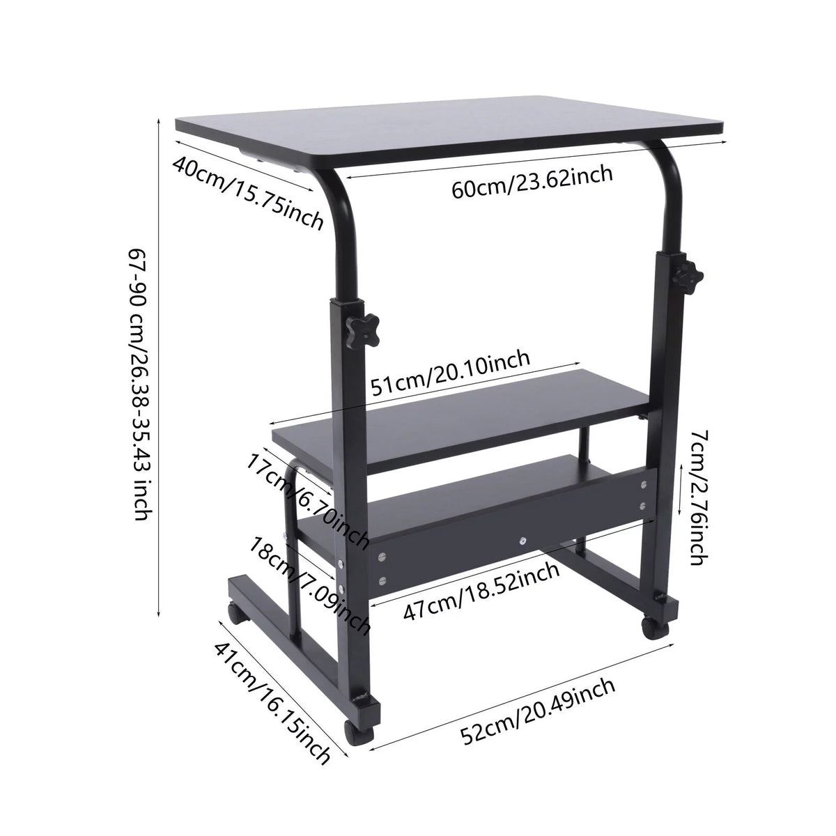 Adjustable Bedside Table with Wheels C711039
