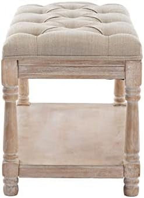 Gray Tufted Wood Entryway Bench Z48669