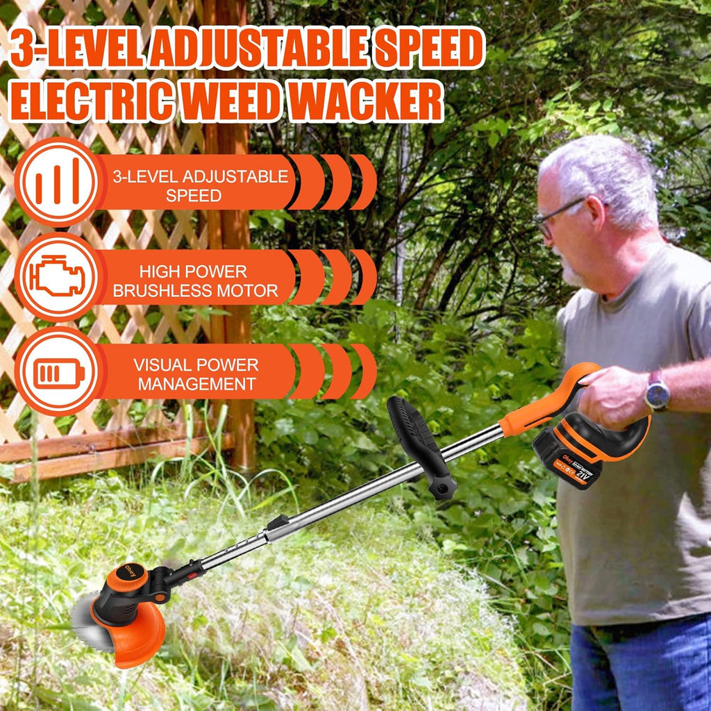 Cordless Electric Weed Trimmer with Power Display O518