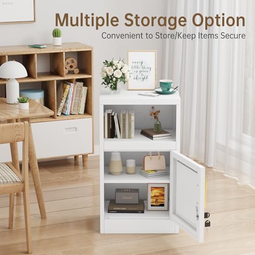 Black Metal NightStand Storage Cabinet with 1 Doors F466495