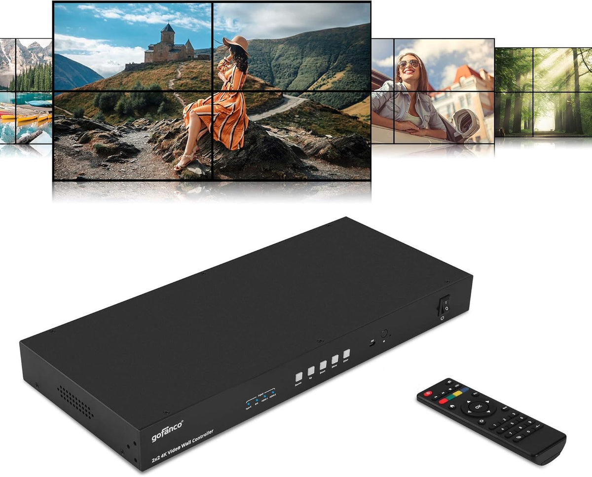 Video Wall Controller and Processor with 4K 30Hz, HDMI, USB-C, DP, VGA, 25 Display Modes E355