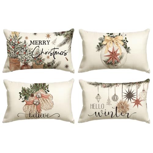 Merry Christmas Throw Pillow Covers 18 x 18 Inch Set of 4 S45710
